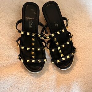 Black and Gold Studded Espadrilles